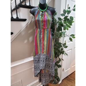 Truth Nyc Women's Multicolor Polyester Crew Neck Sleeveless Long Maxi Dress S